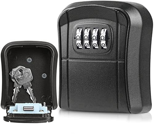 Diyife Boîte à Clé Sécurisée, [Sécurité Améliorée] Codede Combinaison de 4 Chiffres, Boîte Sûre de Serrure D'alliage de Zinc de Stockage Sûr, pour Les Clés de Garage à Domicile, Noir