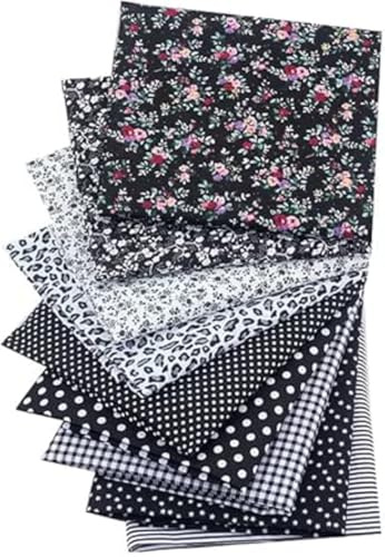 Hantverkstyger 9 st 50 cm x 50 cm svarta tjocka kvarter tygpaket förskurna fyrkanter blommönster 100 % bomull för lapptäcke, quiltning, scrapbooking, sömnad gör-det-själv konst- och hantverksprojekt