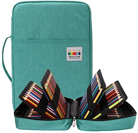 BOMKEE Federmäppchen Große, 304 Schlitze Etui Stifte Schule Federmappe Federtasche Maeppchen Mäppchen Große Kapazität Stifthalter Slot Organizer Tasche für Aquarellstifte, Marker, Gelstifte (Green)