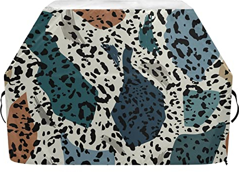Stilvolle bunte Tier-Leoparden-Grillabdeckung, 165 cm, wasserdicht, strapazierfähig, UV-beständig, staubdicht