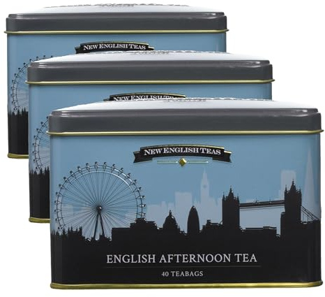 New English Teas London Souvenirs Skyline Tea Caddy with 40 English Afternoon Teabags (Pack of 3)