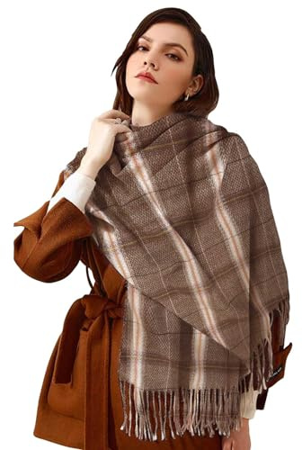 CINGHIA Bufanda de Invierno, Pañuelos Unisex, Fular Caliente 70 x 200cm, Bufandas para Mujer y Hombre (marrón)