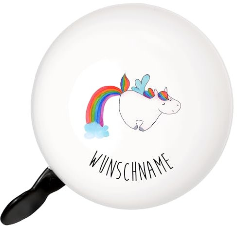 Mr. & Mrs. Panda personalisierte klingel Einhorn Fliegendes Pferd - Geschenke, Fahrradklingel Mit Initialen, Realität, Personalisiert, Unicorn, Regenbogen, Namen, Glitzer, Spielen
