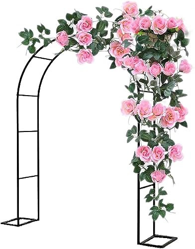 GueTTO Rankgitter Verzinkt Rosenbogen Metall Torbogen Rankhilfe Für Kletterrosen Und Clematis Rosenspalier Gartenbogen Stabiles Rosengestell Rostfrei Rankenbogen,W140*H230cm
