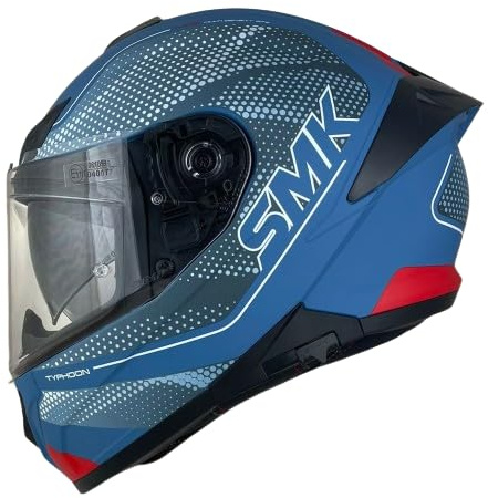 SMK Helmets Integralhelm, Modell Typhoon Mystic, matt, Blau und Grau, vollständig zugelassen (L 59/60)