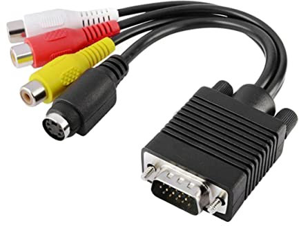 Artibetter Vga to Converter Cable Adapter for Laptop Tv S-video Tv-out Video Audio Cable