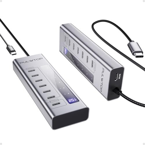 PULWTOP Hub USB C 3.2, Hub USB C con Datos De 10 Gbps Y Carga De 20 W, Adaptador De Concentrador USB-C para Computadoras Portátiles Y Tabletas Macbook (Sin Soporte De Video Y Adaptador No Incluido)