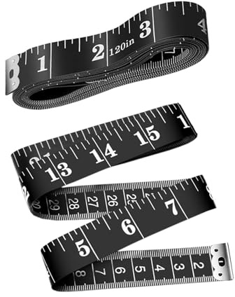 HUAHAITGCH Maßband, Körpermaß, 300 cm, Schwarz, 2 Stück | Flexibles Maßband mit Doppelskala, weiches Maßband zum Nähen, Stoffmessung, Bastellineal, Gewichtsverlust-Messung