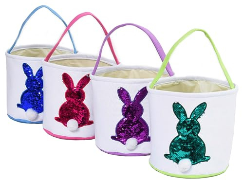 Ostern Dekoration Osterhase Korb für Kinder Wiederverwendbare Osterei Körbe perfekt für Mädchen & Jungen Ostereiersuche Multicolor