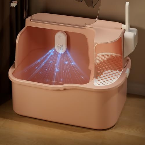 Caja de arena para gatos cerrada desmontable, caja de arena cubierta para gatos, inodoro para gatos a prueba de salpicaduras estilo pasillo, fácil de limpiar (amarillo)