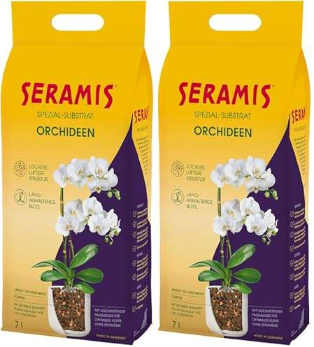 Seramis Spezial-Substrat für Orchideen, 7 l – Orchideensubstrat mit Tongranulat und Pinienrinde zur idealen Sauerstoff- und Nährstoffversorgung, ton (Packung mit 2)