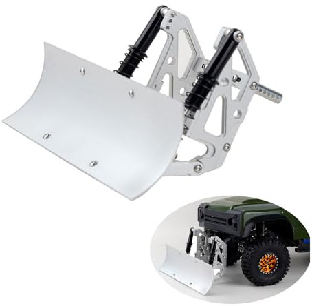 TGCWENG CNC Aluminium RC 1/10 Schneeschaufel / Schneeschaufel / Schneepflug-Set für SCX10 Redcat Gen8 90046 90047 90028 90027 TRX4 RC Crawler Auto (Silber)