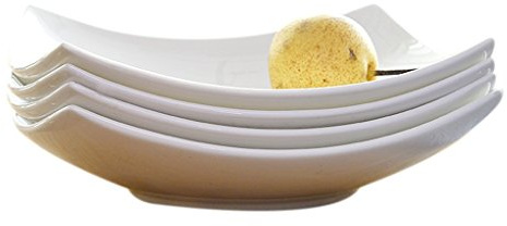 GUHPZA Piatto Fondo in Ceramica, Confezione da 4, Piatto Allotipo per Microonde da 8,7 Pollici, per Ristoranti E Case