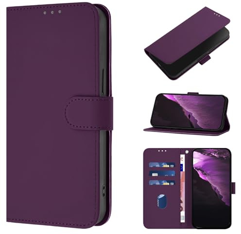 CASEONJAN für iPhone 12 Mini Hülle, PU Lederhülle Schutzhülle Klapphülle mit Kartenhalter, Stoßfestes Flip Cover Wallet Case für iPhone 12 Mini Handyhülle (Violett)