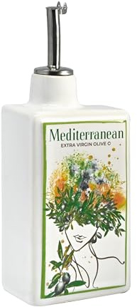 WALD Bottiglia olio in ceramica Kergres 350 ml con beccuccio dosatore antigoccia certificata uso alimentare per olio aceto e condimenti