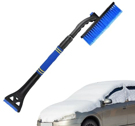Kasmole Schneebürste für Auto | Reinigungswerkzeuge mit ergonomischem Griff ausziehbar – Teleskop-Schneeschaber mit Bürste für Auto | für SUV, LKW, Winter, kaltes Wetter