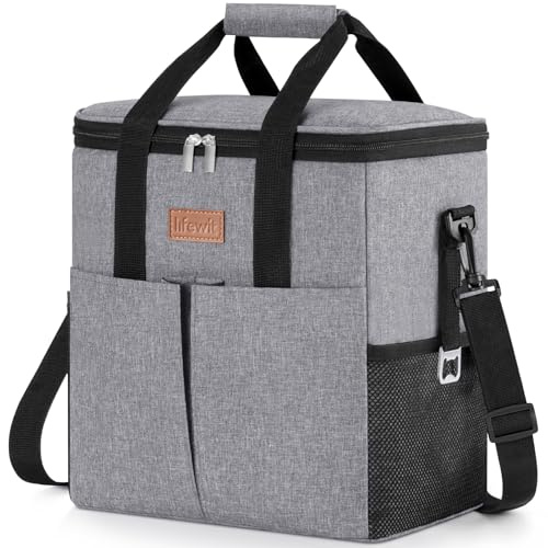 Lifewit Kühltasche Groß 20L, Isolierte Kühlbox, Tragbar Cooler Bag | Faltbar, Wasserdicht, Thermotasche für Picknick, Büro, Camping, Reisen, Lebensmittel Transport, Familie Grillen, Grau