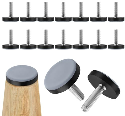 JTgugu 16x Möbelgleiter Teflon PTFE Stellfüße M6 Ø 25mm | Teflongleiter Zum Schrauben Möbelfüße Gleiter mit Gewinde, Verstellbare Nivellierfüße Möbel, für Stühle Tisch Schrankbe Sofas