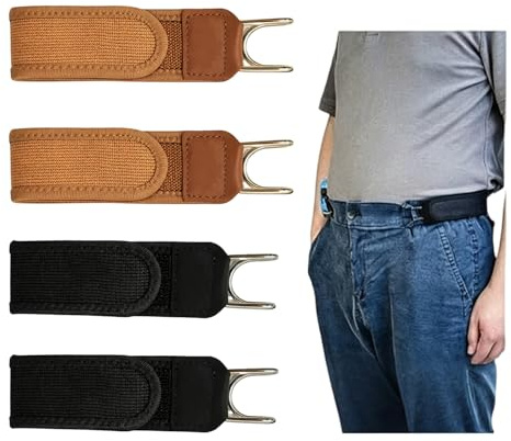 MNYXIS 4 Pezzi Cintura Senza Fibbia Uomo e Donna, cintura uomo, Cintura Elastica Invisibile con Gancio in Metallo, Cintura Tattica Regolabile per Pantaloni, Lavoro e Tempo Libero, Nero e Marrone