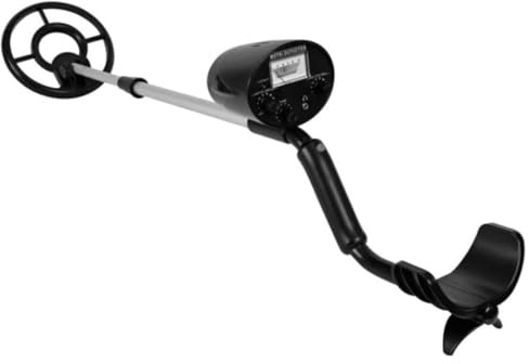 Velleman Rilevatore di metalli per principianti con bobina di ricerca impermeabile da 18 cm, indicatore analogico, profondità di rilevamento fino a 12 cm, asta regolabile e presa cuffie