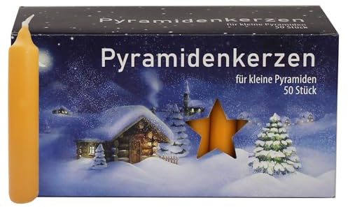 EWA Pyramidenkerzen klein, Natur ca. 14 x 74 mm 50 Stück/Pack, Weihnachtskerzen, Adventskerzen, Christbaumkerzen, Baumkerzen, Kerzen