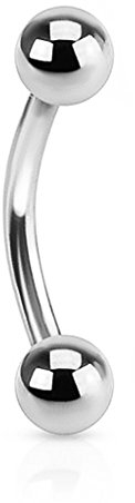 Piercing Augenbrauen Augenbrauenpiercing Banane Kugel Bananabell Curved Barbell Silber 1,2 mm 8 mm