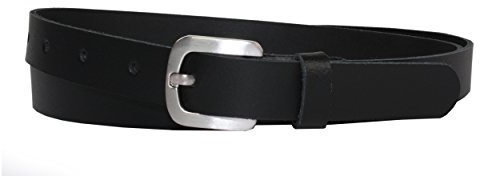 Vascavi Ledergürtel echt Leder Gürtel, Jeansgürtel, Hüftgürtel, Made in Germany, 2 cm breit und ca. 0.25 cm stark (105 cm Gesamtlänge 115 cm, Schwarz)