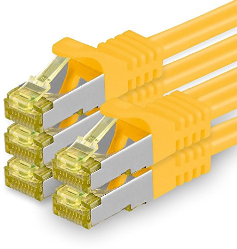 1aTTack.de Câble Réseau Cat7 Cat 7 10 GB/s SFTP - 5x 7,5m - RJ45 Ethernet LAN DSL Routeur Modem - Jaune