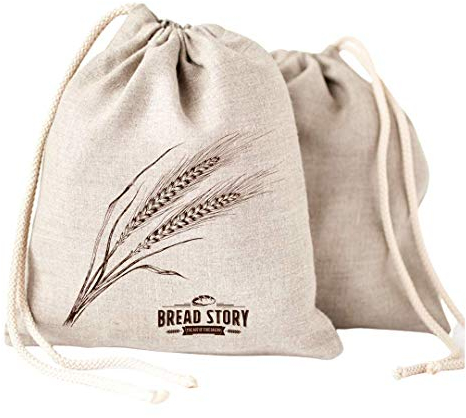Linen Bread Bags - 2-Pack 30x40 cm Ideal for Homemade Bread, Unbleached, Reusable Food Storage, Housewarming, Wedding Gift, Storage for Artisan Bread - Bakery & Baguette