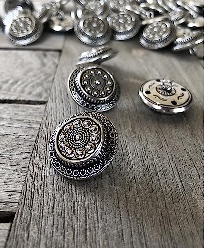 Silber antik hochwertige Metall Knöpfe Made in Germany Tracht Gewand 6 Stück (18mm)