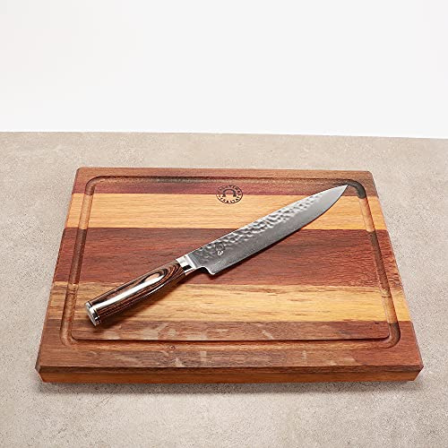 KAI Shun Premier Tim Mälzer Angebotsset TDM-1704, scharfes Profi Damastmesser + XXL Küchenbrett mit Saftrille, 40x30 cm