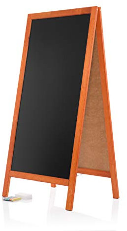 AZZAP Kundenstopper WETTERFEST 120cm Holz Tafel Aufsteller Werbetafel Standtafel Schreibtafel Holztafel Werbung Mahagoni