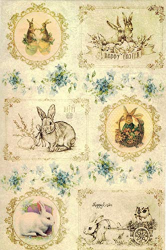 Zita`s Creative Reispapier A4 - Vintage Easter. Motiv-Strohseide, Strohseidenpapier, Decoupage Papier
