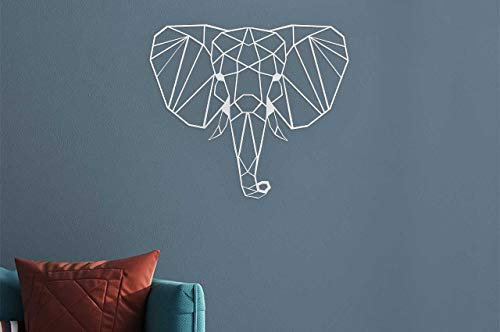 Illumino Metallwandkunst silber Geometrischer Elefant pulverbeschichtet, Maße 434x381 mm