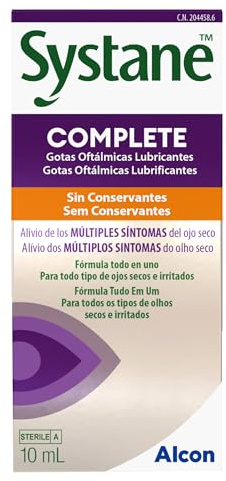 Systane Complete gotas oftálmicas sin conservantes | 1 x 10 ml | Alivio todo en uno para todo tipo de ojo seco irritado, cansado