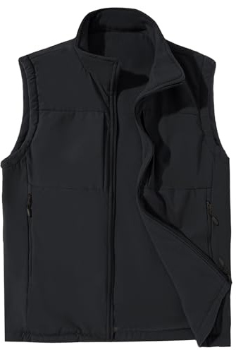 FEOYA Gilet Homme Veste Réversible en Polaire Bodywarmer Automne Hiver Polaire Veste Sans Manches Softshell Outdoor Chaude Gilet avec Plusieurs Poches Noir XL
