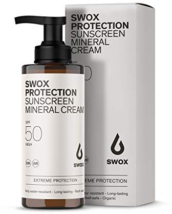 SWOX Mineralische Sonnencreme, LSF 50, Reef Friendly, Extra Wasserfest und Langanhaltend (1 x 150 ml)
