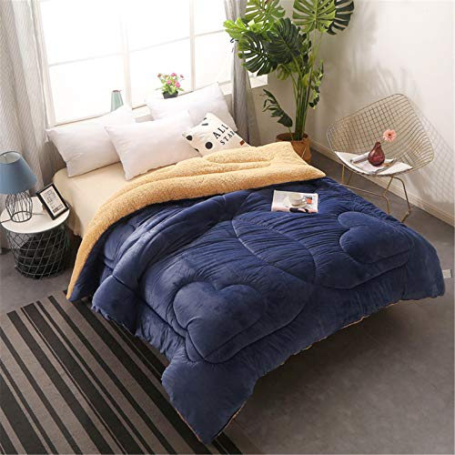 YCDZ Winterquilt Aus Kaschmir, Winterquilt Aus Lammwollstoff, Kaschmirfutter, Dickes Kaschmir, Feuchtigkeitsabsorbierende, Atmungsaktive Und Warme Kaschmirdecke (Blau,150x200cm 2.5kg)
