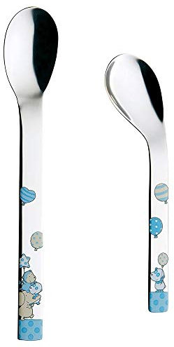 Set 2 cuillères à soupe papilleras acier inoxydable. 18/10 animaux enfants Puresigns dos bleu lisse émaillées - personnalisable - ENREGISTREMENT INCLUS DANS LE PRIX