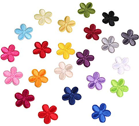 THETAG 23 Mini Sonnenblumen Aufbügelflicken - Bestickte Patches zum Aufbügeln mit Hitze oder Nähen - DIY Kleidung Sticker