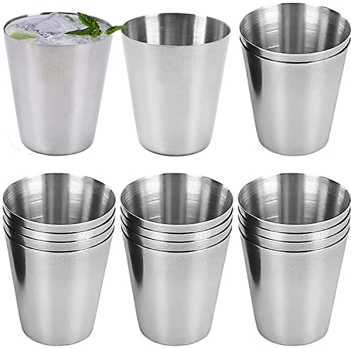 saijer Vasos de Chupito de Acero Inoxidable,16 Pcs Vasos de Chupito Apilables Acero Inoxidable Shot Vasos Vaso Chupito Reutilizables Taza Vaso Metalico Camping Portátiles