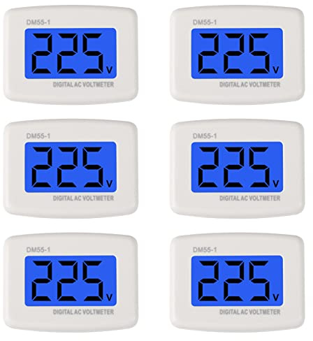 6pcs Voltage Test Monitor, Plug in Digital Volt Meter for RV, AC 80-300V Flat US Plug LCD Display Voltmeter 110V 220V Voltage Measuring Monitor Panel Power Line Volt Tester Gauge (6)