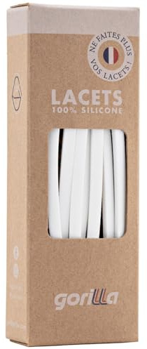 Gorilla - Lacets Elastiques Adultes et Enfants Plats et Fins - Gagnez du Temps, Adieu les Nœuds Bonjour le Confort - Autobloquants Ultra Résistants - 110 cm x 4,5 mm