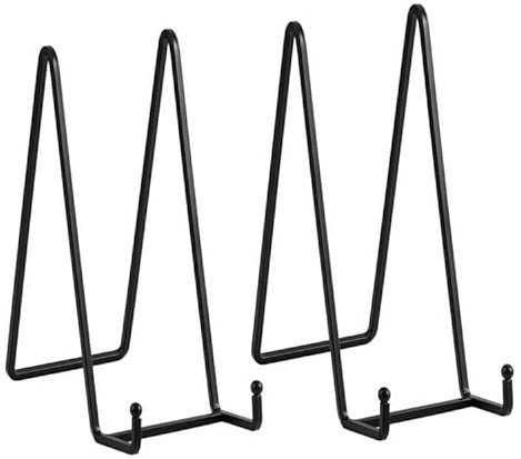 Staffelei Aufsteller Teller Ständer Metall - 2 Stück Tellerständer - Deko Tellerhalter - Dekoteller Halterung - Eisen Staffelei fuer Teller | Foto | Bücher | Bild | Bilderrahmen - Schwarz - 20,5 cm
