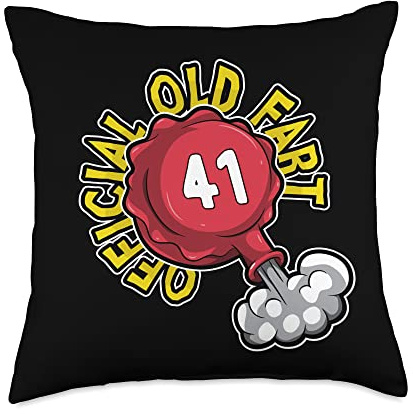 41st Birthday Official Old Fart Funny Red Whopee Cushion Throw Pillow
