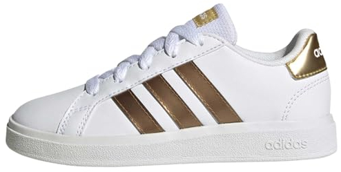 adidas Unisex Kinder Grand Court Sustainable Lace Shoes, Cloud White/Cloud White/Matte Gold, 39 1/3 EU