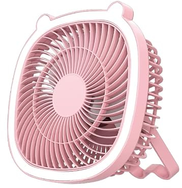 Cool&Cute Ventilateur portable avec lumière LED - Ventilateur portable de table - Ventilateur de camping - Ventilateur de bureau - Ventilateur USB (rose)