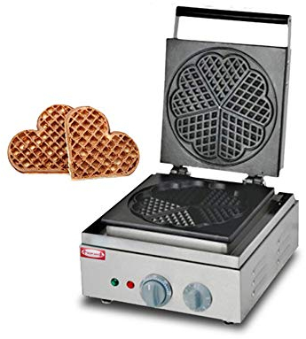 Máquina para hacer gofres en forma de corazón belga eléctrica comercial, diseño de teflón antiadherente, temperatura controlable, para uso en la barra de refrigerios en el hogar, 1550 W