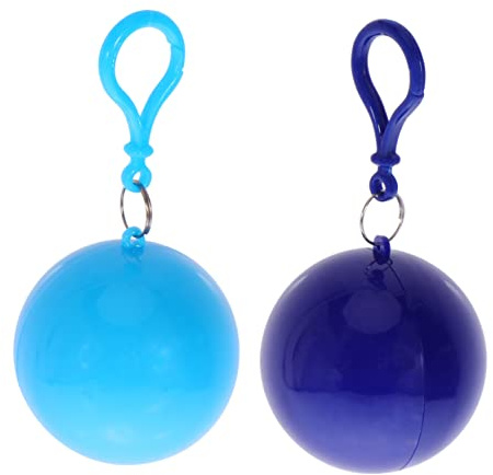 WHAMVOX Poncho 4 Pezzi Antipioggia in Pe Portatile Monouso Ball | Custodia Sferica Moschettone, Design Compatto e Leggero, Uso Pratico per Auto e Ufficio Colore Casuale