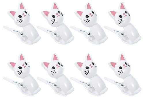 Kichvoe 8pcs Cute Cat Clips Food Bag Clips Convenient Sealing Clamps for Cat Treats